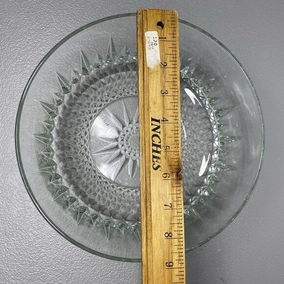 Vintage ARCROC USA Starburst Diamant Diamond Clear Glass Salad Serving Bowl – 9” - Picture 8 of 10